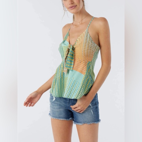 O'Neill Patchwork Print Flowy Top 
 Boho Minimalist Surfer Summer 
Size Medium - Picture 2 of 10